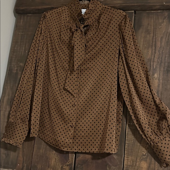 Maison Jules Brown Polka Dot Blouse - Picture 1 of 4